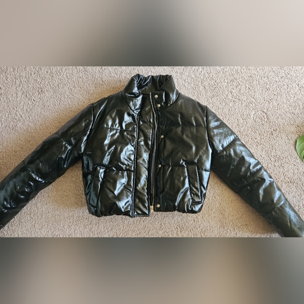 Ambiance Shiny Black Puffer Jacket